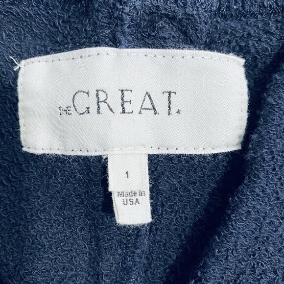 THE GREAT Jogger Pants Women's 1 Small Navy Blue Flower Floral Print Sweatpants - Picture 2 of 6